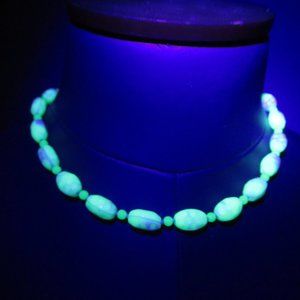 Uranium glass bead necklace